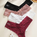 4/piezas tanga sexy para mujer, con diseno de flores pequenas calado y tirantes cruzados de encaje, ropa interior sexy