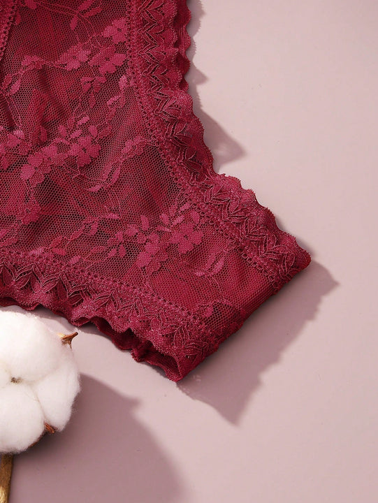 4/piezas tanga sexy para mujer, con diseno de flores pequenas calado y tirantes cruzados de encaje, ropa interior sexy