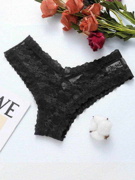 4/piezas tanga sexy para mujer, con diseno de flores pequenas calado y tirantes cruzados de encaje, ropa interior sexy