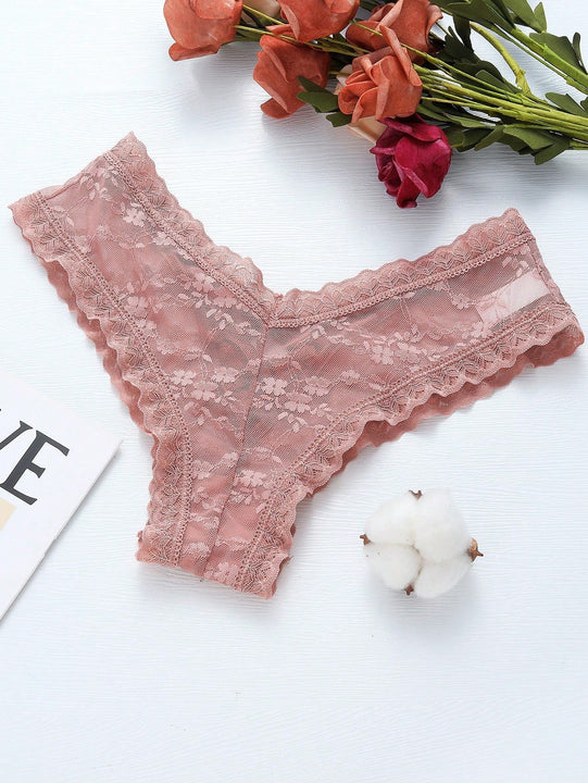 4/piezas tanga sexy para mujer, con diseno de flores pequenas calado y tirantes cruzados de encaje, ropa interior sexy