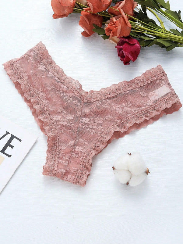 4/piezas tanga sexy para mujer, con diseno de flores pequenas calado y tirantes cruzados de encaje, ropa interior sexy