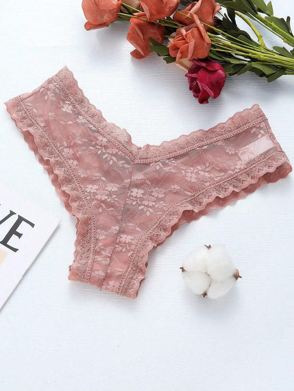 4/piezas tanga sexy para mujer, con diseno de flores pequenas calado y tirantes cruzados de encaje, ropa interior sexy