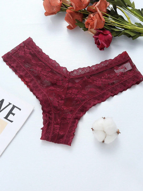 4/piezas tanga sexy para mujer, con diseno de flores pequenas calado y tirantes cruzados de encaje, ropa interior sexy