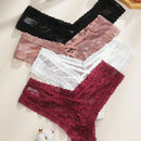 4/piezas tanga sexy para mujer, con diseno de flores pequenas calado y tirantes cruzados de encaje, ropa interior sexy