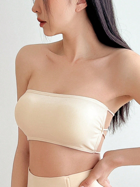 DAZY Bra sin tirantes de banda hueca con estilo y espalda descubierta