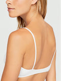 Top delgada de sujetador blanco para mujer, ropa interior de hogar acanalada para mujer, bralette sin cables y sin espalda, suave y transpirable adecuado para estudiantes y chicas