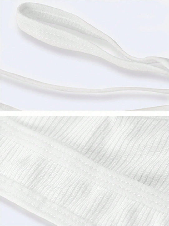 Top delgada de sujetador blanco para mujer, ropa interior de hogar acanalada para mujer, bralette sin cables y sin espalda, suave y transpirable adecuado para estudiantes y chicas