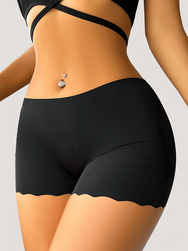 Set de 4 piezas de pantalones cortos de seguridad de seda helada para mujer, ropa interior fina, sin costuras y transpirable
