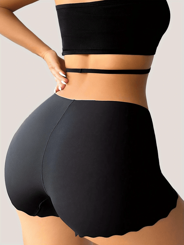 Set de 4 piezas de pantalones cortos de seguridad de seda helada para mujer, ropa interior fina, sin costuras y transpirable