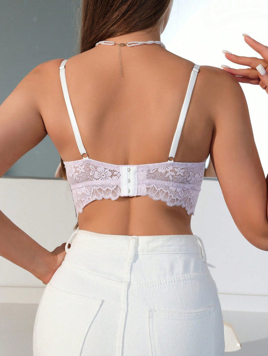 Sosten diario de encaje para mujer con diseno de bloques de color de moda