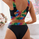Conjunto de ropa interior femenina con banda elastica colorida y bonito diseno en la espalda