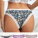 Morvia 3 piezas Ropa interior de mujer con estampado floral completo, lindos y comodos Calzoncillos intimos con borde de encaje, Lenceria y ropa interior para mujer