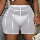 Slayr Pantalones cortos de mujer de color solido conciso con huecos