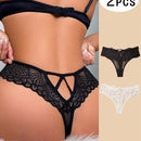 2 Piezas / Set Tanga De Encaje De Color Solido