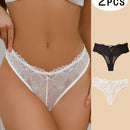 2 Piezas / Set Tanga De Encaje De Color Solido