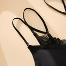 Sujetador Sin Costuras Romantico Y De Moda Para Mujer Con Doble Cuello Y Encaje Sin Anillo De Acero Y Desmontable, 1 Pieza
