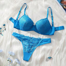 Conjunto De Lenceria De Encaje Con Insercion Solida De Color Para Mujer