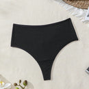 Mujeres unicolor Tanga De Cintura Alta Con Envoltura Inferior Del Bikini