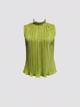 Prive Blusa Sin Mangas Para Mujer Con Escote Halter Plisado Y Color Solido