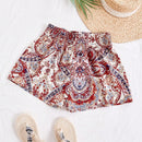 VCAY Pantalones cortos de verano con cordon y estampado completo