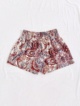 VCAY Pantalones cortos de verano con cordon y estampado completo