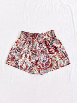 VCAY Pantalones cortos de verano con cordon y estampado completo