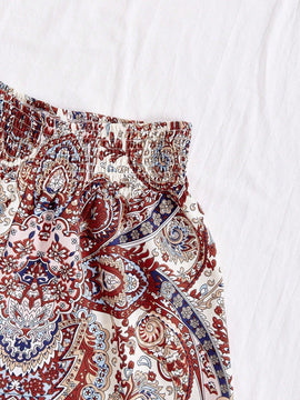 VCAY Pantalones cortos de verano con cordon y estampado completo