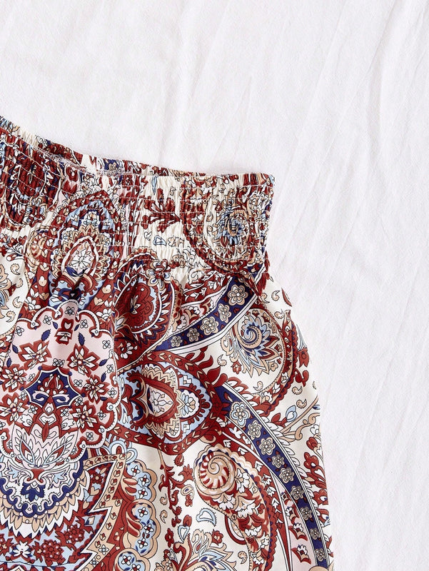VCAY Pantalones cortos de verano con cordon y estampado completo
