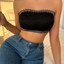 Sujetador tipo bandeau sin tirantes de encaje para mujer