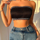 Sujetador tipo bandeau sin tirantes de encaje para mujer