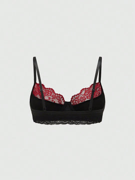 ROMWE Grunge Punk Sujetador tipo Bralette con patron oscuro de aranas Punk, refuerzo de aro e insercion de encaje