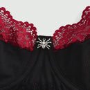 ROMWE Grunge Punk Sujetador tipo Bralette con patron oscuro de aranas Punk, refuerzo de aro e insercion de encaje