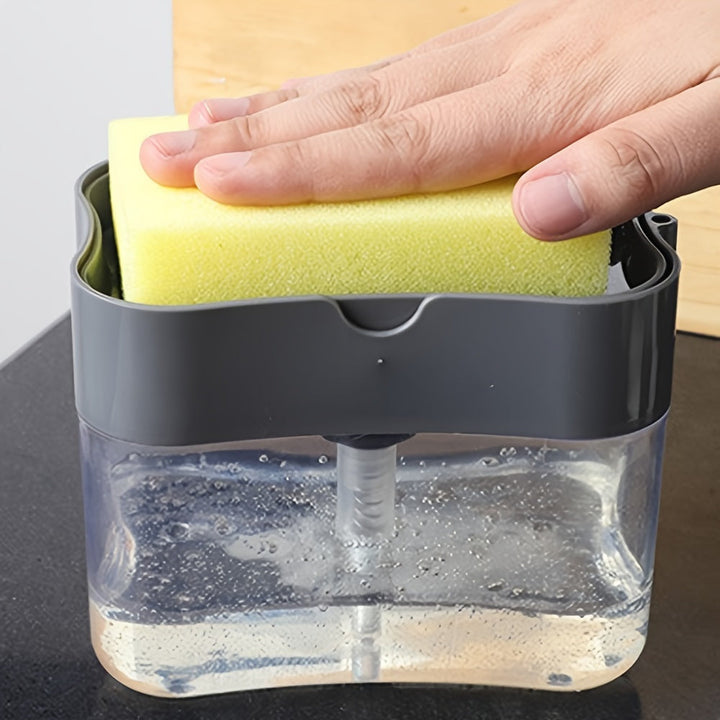 1/3 piezas Dispensador de jabón 2 en 1 con soporte para esponja, Contenedor de plástico para jabón lavavajillas, Organizador de loción para baño, Accesorios para fregadero de cocina, Herramienta de limpieza eficiente