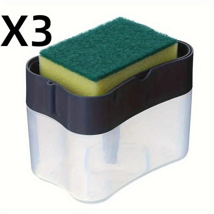 1/3 piezas Dispensador de jabón 2 en 1 con soporte para esponja, Contenedor de plástico para jabón lavavajillas, Organizador de loción para baño, Accesorios para fregadero de cocina, Herramienta de limpieza eficiente