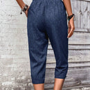 LUNE Pantalones de talle ajustado hasta la rodilla para mujeres con cordon ajustable en la cintura para vacaciones y tiempo libre