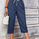 Lune pantalones casuales para mujer de unicolor con cordon en la cintura y bolsillos