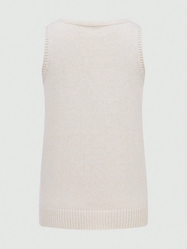 Essnce Chaleco de punto solido de primavera y verano para mujer, casual y diario con cuello en V