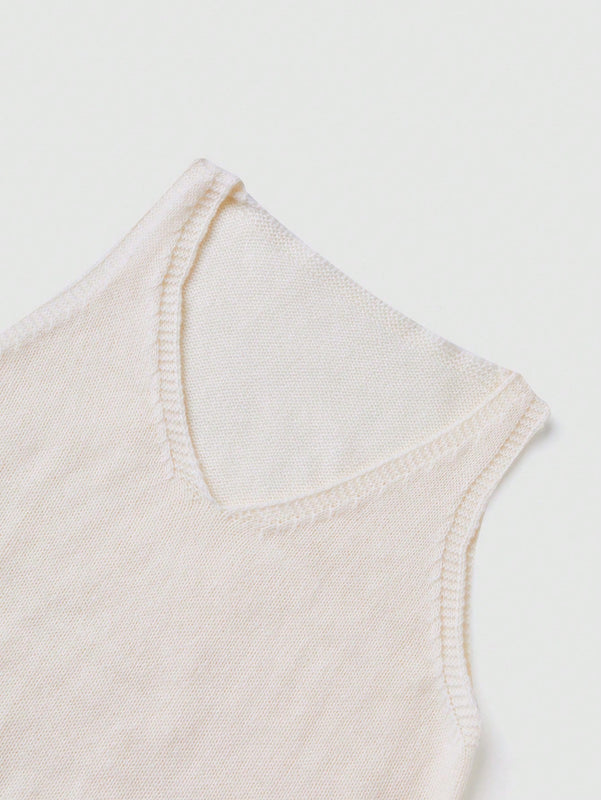 Essnce Chaleco de punto solido de primavera y verano para mujer, casual y diario con cuello en V