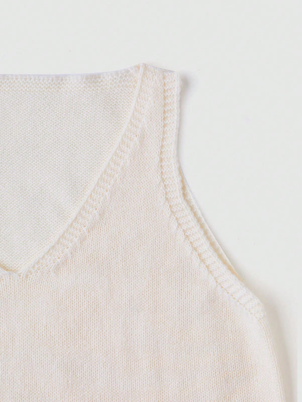 Essnce Chaleco de punto solido de primavera y verano para mujer, casual y diario con cuello en V