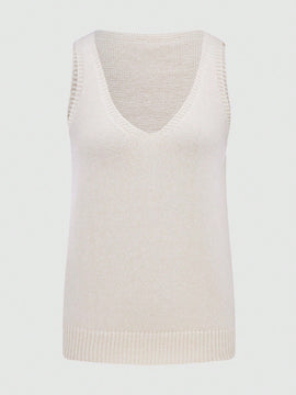 Essnce Chaleco de punto solido de primavera y verano para mujer, casual y diario con cuello en V