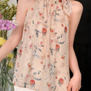 Mujeres elegante camisa de tirantes sin mangas con estampado floral