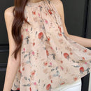 Mujeres elegante camisa de tirantes sin mangas con estampado floral