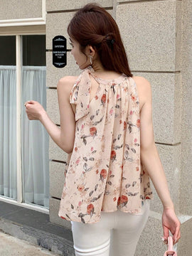 Mujeres elegante camisa de tirantes sin mangas con estampado floral