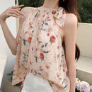Mujeres elegante camisa de tirantes sin mangas con estampado floral