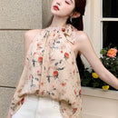 Mujeres elegante camisa de tirantes sin mangas con estampado floral