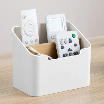 1pc Caja de almacenamiento multifuncional de plástico blanco, organizador para el hogar para controles remotos de TV, cosméticos, dispensador de pañuelos, organizador práctico para escritorio y mesa