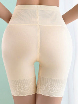 Pantalones de control del vientre de encaje con cintura alta para mujer con realce del trasero