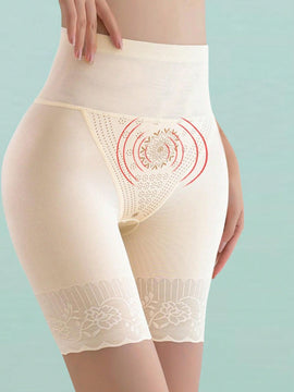Pantalones de control del vientre de encaje con cintura alta para mujer con realce del trasero