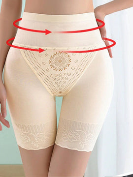 Pantalones de control del vientre de encaje con cintura alta para mujer con realce del trasero