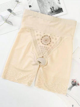 Pantalones de control del vientre de encaje con cintura alta para mujer con realce del trasero